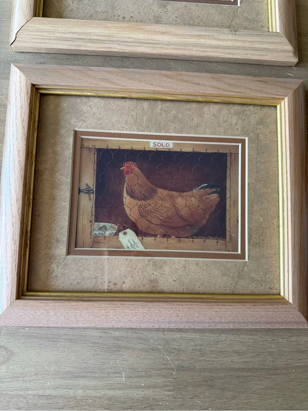 Pair of Chicken Print Wall Hanging Framed Art